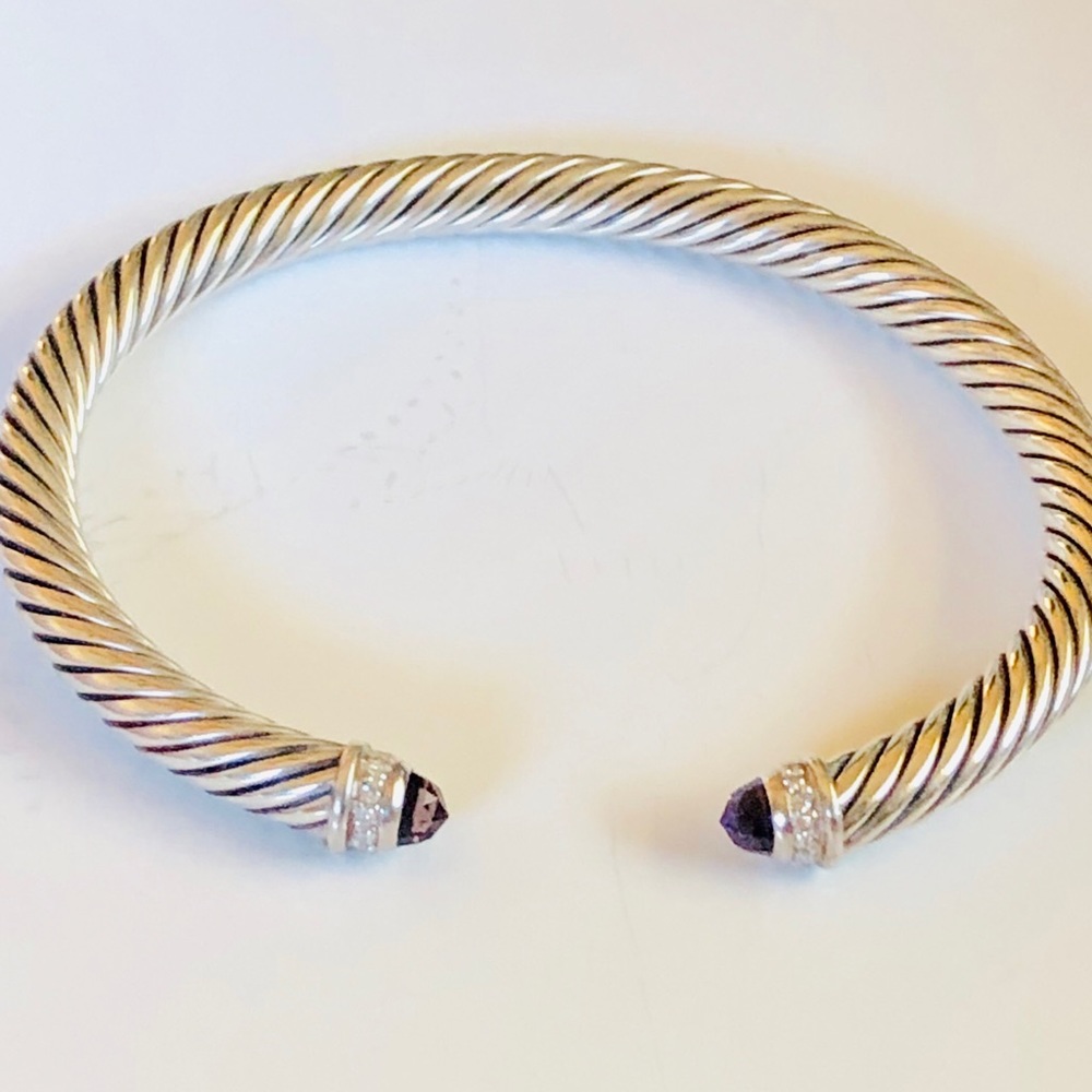 David Yurman Amethyst & Diamond Cable Bracelet - Picture 2 of 8